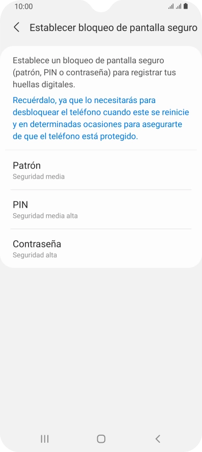 Pulsa el código de seguridad deseado y sigue las indicaciones de la pantalla para crear un código de seguridad del teléfono adicional. Pulsa el código de seguridad deseado y sigue las indicaciones de la pantalla para crear un código de seguridad del teléfono adicional.