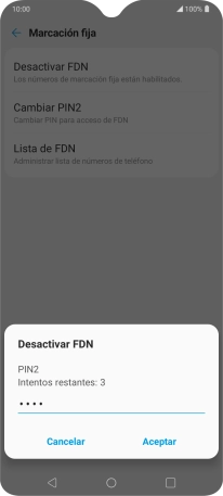 Introduce el código PIN2 y pulsa Aceptar. Introduce el código PIN2 y pulsa Aceptar.