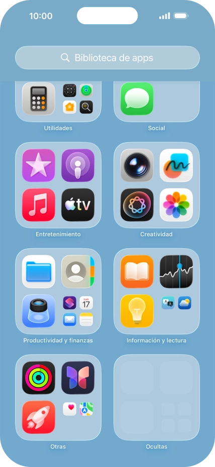 La app está ahora en la carpeta Ocultas en la biblioteca de apps. La app está ahora en la carpeta Ocultas en la biblioteca de apps.