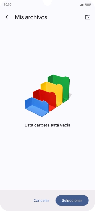 Si deseas crear una nueva carpeta, pulsa el icono de nueva carpeta y sigue las indicaciones de la pantalla para crearla. Si deseas crear una nueva carpeta, pulsa el icono de nueva carpeta y sigue las indicaciones de la pantalla para crearla.