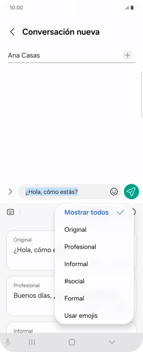 Pulsa el estilo de escritura deseado. Pulsa el estilo de escritura deseado.