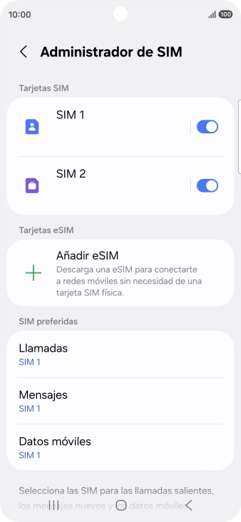 Pulsa la SIM de la línea móvil deseada. Pulsa la SIM de la línea móvil deseada.