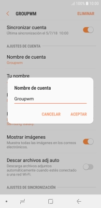 Introduce el nombre deseado de la cuenta de correo electrónico y pulsa ACEPTAR. Introduce el nombre deseado de la cuenta de correo electrónico y pulsa ACEPTAR.