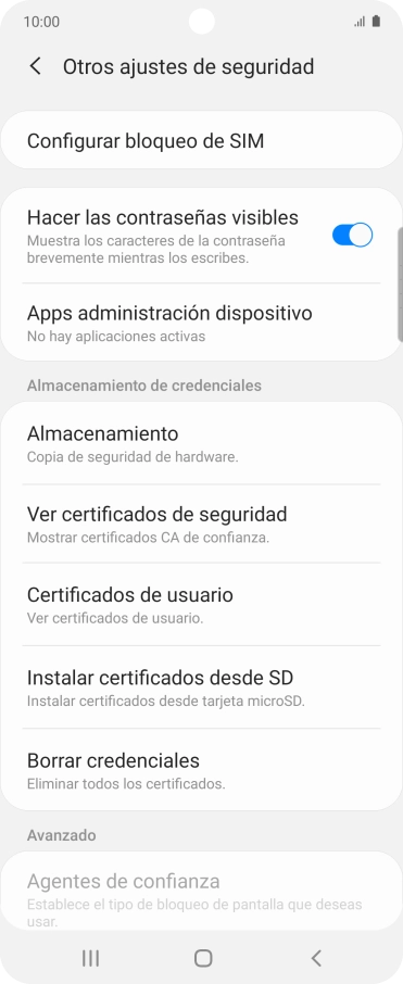 Pulsa Configurar bloqueo de SIM. Pulsa Configurar bloqueo de SIM.