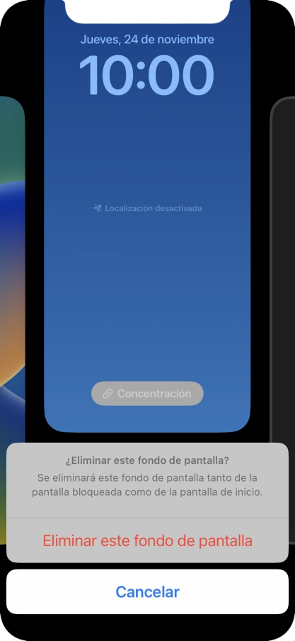 Pulsa Eliminar este fondo de pantalla. Pulsa Eliminar este fondo de pantalla.