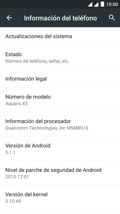 Pulsa Actualizaciones del sistema. Si hay una versión de software nueva disponible, aparecerá ahora en la pantalla.
Sigue las indicaciones de la pantalla para actualizar el software del teléfono. Pulsa Actualizaciones del sistema. Si hay una versión de software nueva disponible, aparecerá ahora en la pantalla.
Sigue las indicaciones de la pantalla para actualizar el software del teléfono.