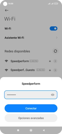 Introduce la contraseña de la red wifi y pulsa Conectar.