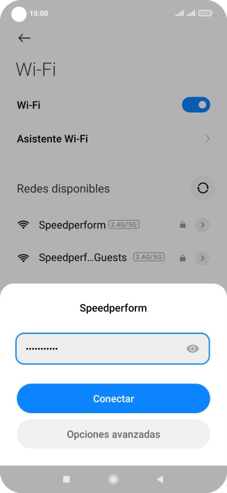 Introduce la contraseña de la red wifi y pulsa Conectar.