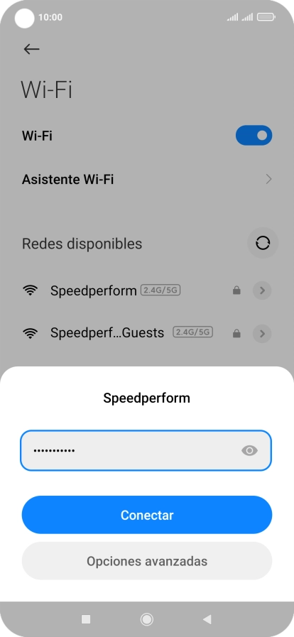 Introduce la contraseña de la red wifi y pulsa Conectar.