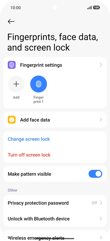 Press the required settings to turn them on or off.