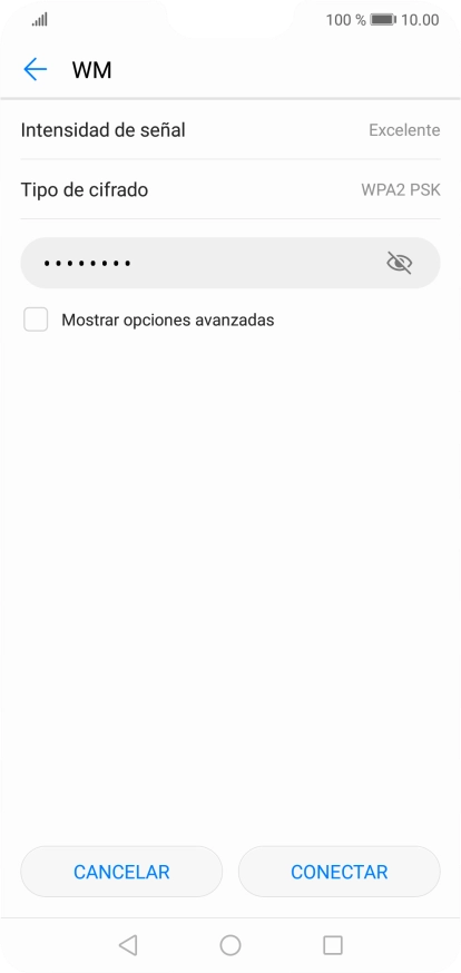 Introduce la contraseña de la red wifi y pulsa CONECTAR. Introduce la contraseña de la red wifi y pulsa CONECTAR.
