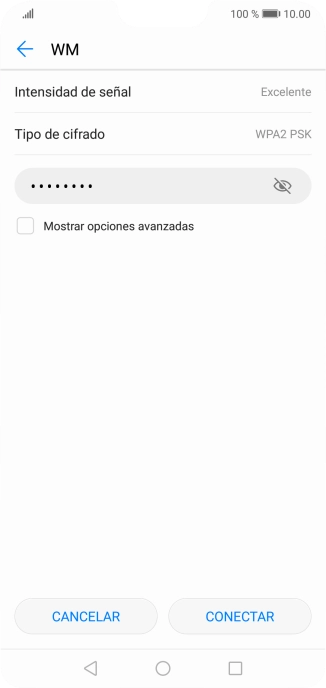 Introduce la contraseña de la red wifi y pulsa CONECTAR. Introduce la contraseña de la red wifi y pulsa CONECTAR.