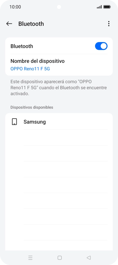 Pulsa el dispositivo Bluetooth deseado y sigue las indicaciones de la pantalla para vincular el dispositivo al teléfono. Pulsa el dispositivo Bluetooth deseado y sigue las indicaciones de la pantalla para vincular el dispositivo al teléfono.