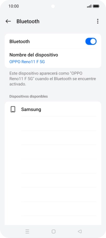 Pulsa el dispositivo Bluetooth deseado y sigue las indicaciones de la pantalla para vincular el dispositivo al teléfono. Pulsa el dispositivo Bluetooth deseado y sigue las indicaciones de la pantalla para vincular el dispositivo al teléfono.