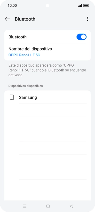 Pulsa el dispositivo Bluetooth deseado y sigue las indicaciones de la pantalla para vincular el dispositivo al teléfono. Pulsa el dispositivo Bluetooth deseado y sigue las indicaciones de la pantalla para vincular el dispositivo al teléfono.