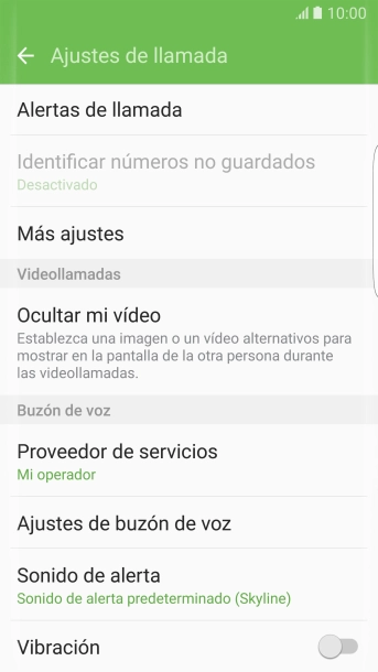 Pulsa Ajustes de buzón de voz. Pulsa Ajustes de buzón de voz.
