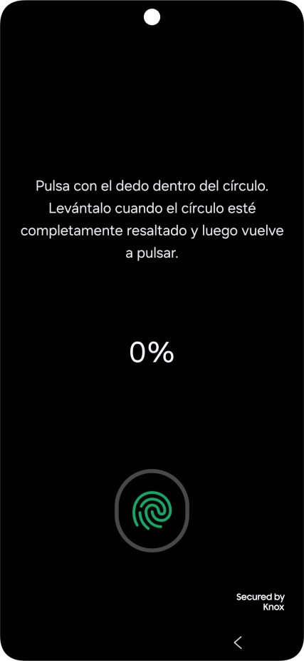 Sigue las indicaciones de la pantalla para crear una huella digital como código de seguridad.