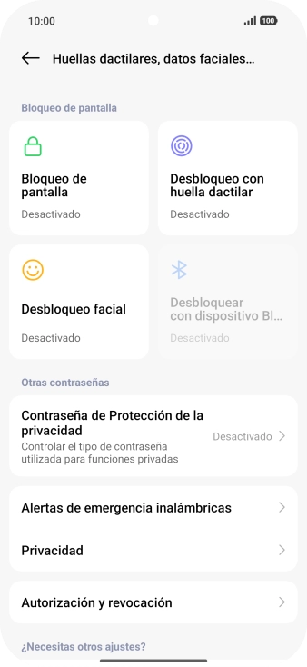 Pulsa Desbloqueo con huella dactilar. Pulsa Desbloqueo con huella dactilar.