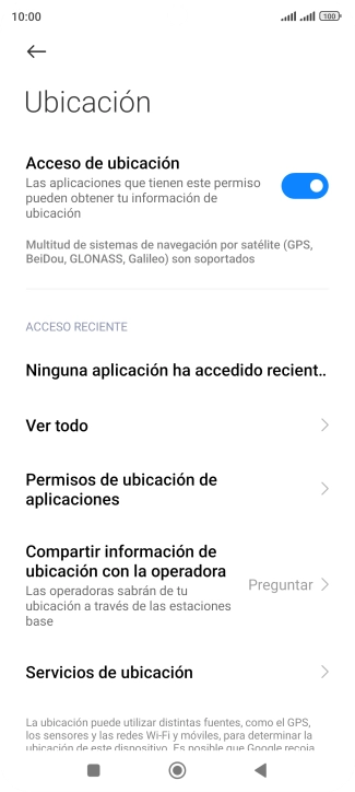 Pulsa Permisos de ubicación de aplicaciones.