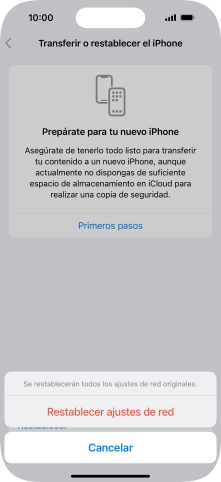 Pulsa Restablecer ajustes de red. Pulsa Restablecer ajustes de red.