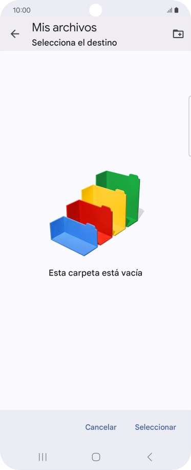 Si deseas crear una nueva carpeta, pulsa el icono de nueva carpeta y sigue las indicaciones de la pantalla para crearla. Si deseas crear una nueva carpeta, pulsa el icono de nueva carpeta y sigue las indicaciones de la pantalla para crearla.