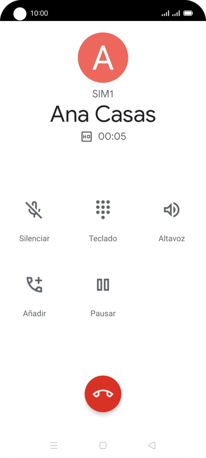 Pulsa el icono de finalizar llamada. Pulsa el icono de finalizar llamada.
