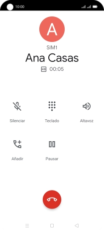 Pulsa el icono de finalizar llamada. Pulsa el icono de finalizar llamada.