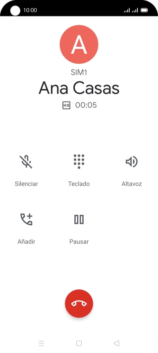 Pulsa el icono de finalizar llamada. Pulsa el icono de finalizar llamada.