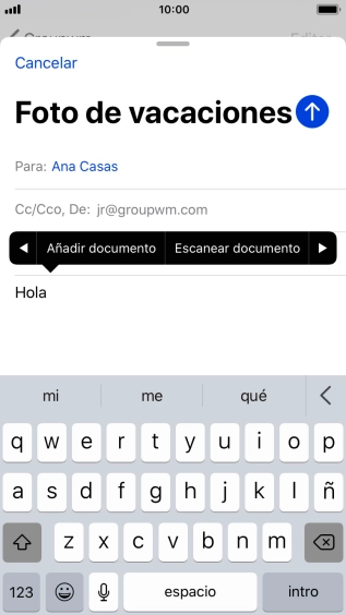 Pulsa Añadir documento y sigue las indicaciones de la pantalla para adjuntar un documento. Pulsa Añadir documento y sigue las indicaciones de la pantalla para adjuntar un documento.