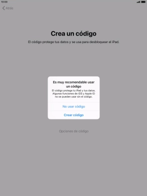 Si desactivas la función, pulsa No usar código.