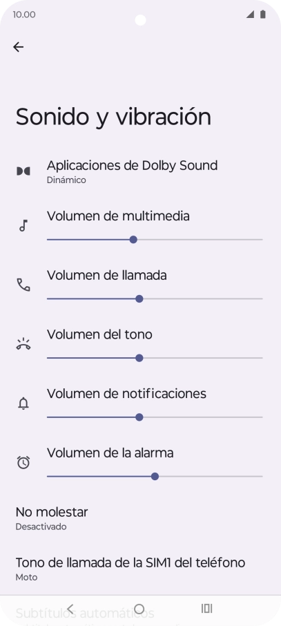 Pulsa Tono de llamada de la SIM1 del teléfono. Pulsa Tono de llamada de la SIM1 del teléfono.