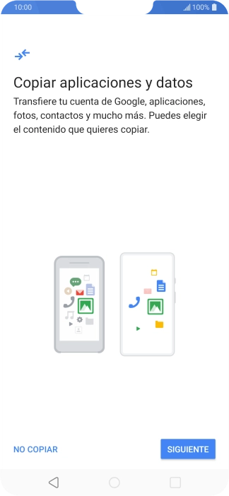 Puedes transferir el contenido de otro teléfono cuando activas tu teléfono por primera vez y cuando lo has restablecido. Cuando aparezca en la pantalla del teléfono esta imagen, ya está listo para la transmisión del contenido del otro teléfono. Puedes transferir el contenido de otro teléfono cuando activas tu teléfono por primera vez y cuando lo has restablecido. Cuando aparezca en la pantalla del teléfono esta imagen, ya está listo para la transmisión del contenido del otro teléfono.