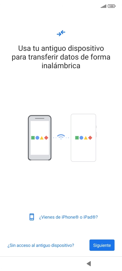 Sigue las indicaciones de la pantalla para transferir contenido desde otro teléfono. Sigue las indicaciones de la pantalla para transferir contenido desde otro teléfono.