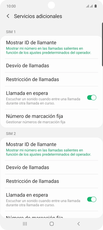 Pulsa Desvío de llamadas bajo la tarjeta SIM deseada. Pulsa Desvío de llamadas bajo la tarjeta SIM deseada.