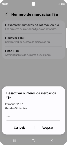 Introduce el código PIN2 y pulsa Aceptar. Introduce el código PIN2 y pulsa Aceptar.