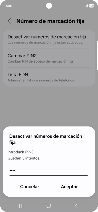 Introduce el código PIN2 y pulsa Aceptar. Introduce el código PIN2 y pulsa Aceptar.