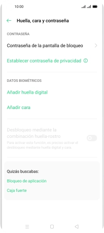 Pulsa Contraseña de la pantalla de bloqueo e introduce el código de seguridad extra que has creado anteriormente. Pulsa Contraseña de la pantalla de bloqueo e introduce el código de seguridad extra que has creado anteriormente.