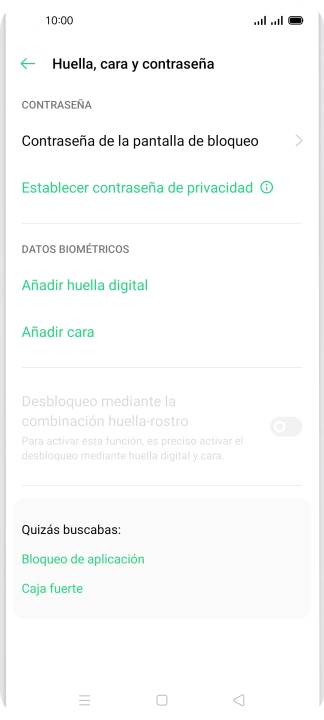 Pulsa Contraseña de la pantalla de bloqueo e introduce el código de seguridad extra que has creado anteriormente. Pulsa Contraseña de la pantalla de bloqueo e introduce el código de seguridad extra que has creado anteriormente.