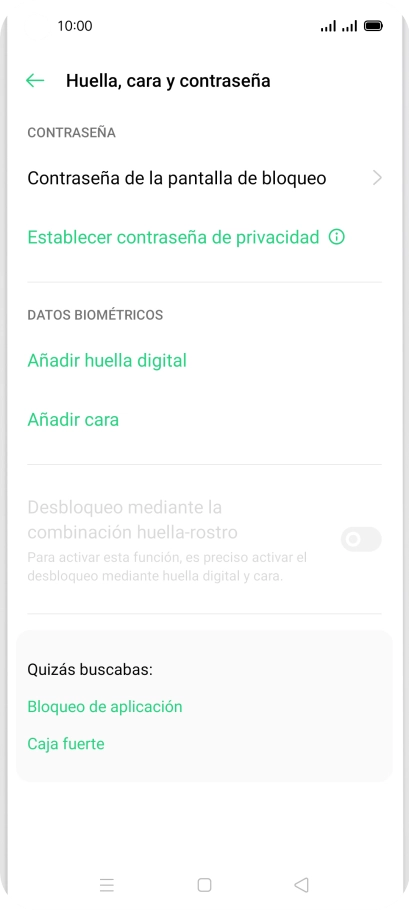 Pulsa Contraseña de la pantalla de bloqueo e introduce el código de seguridad extra que has creado anteriormente. Pulsa Contraseña de la pantalla de bloqueo e introduce el código de seguridad extra que has creado anteriormente.