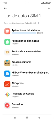 El consumo total de datos del período seleccionado aparece ahora en la pantalla. El consumo total de datos del período seleccionado aparece ahora en la pantalla.