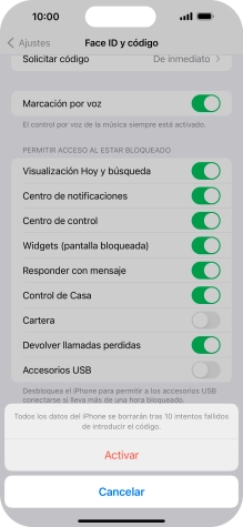 Si activas la función, pulsa Activar. Si activas la función, pulsa Activar.