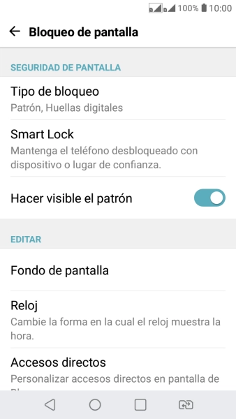 Pulsa Tipo de bloqueo e introduce el código de seguridad actual. Pulsa Tipo de bloqueo e introduce el código de seguridad actual.