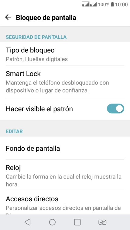 Pulsa Tipo de bloqueo e introduce el código de seguridad actual. Pulsa Tipo de bloqueo e introduce el código de seguridad actual.