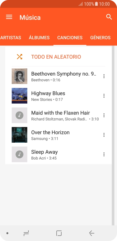 Pulsa el archivo de música deseado. Pulsa el archivo de música deseado.