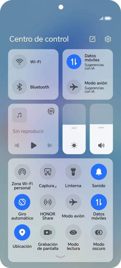 Pulsa el icono de datos móviles para activar o desactivar la función.