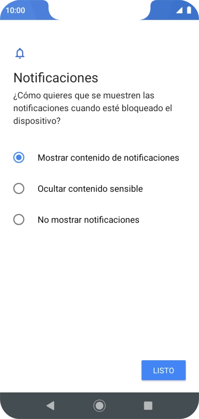 Pulsa el ajuste deseado. Pulsa el ajuste deseado.
