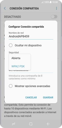 Pulsa WPA2 PSK para proteger la conexión wifi con una contraseña. Pulsa WPA2 PSK para proteger la conexión wifi con una contraseña.