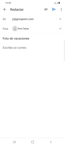 Pulsa en el campo de escritura y escribe el texto del correo electrónico. Pulsa en el campo de escritura y escribe el texto del correo electrónico.