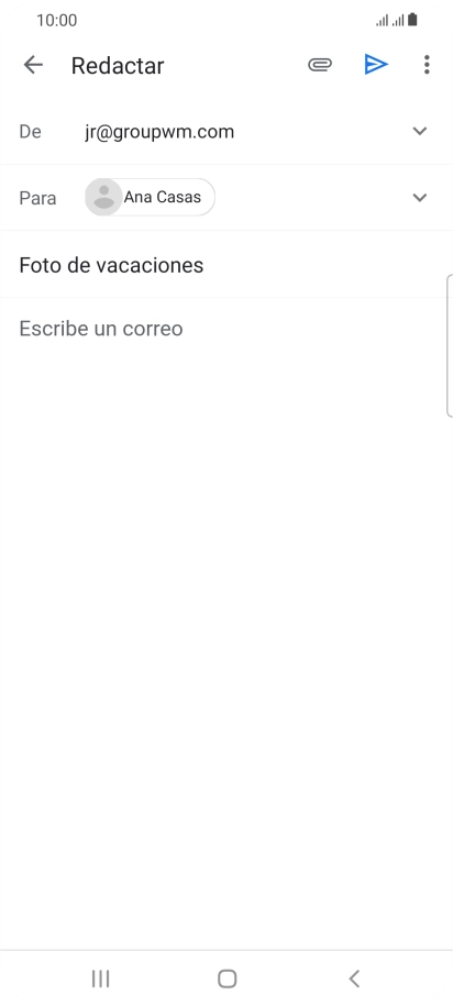 Pulsa en el campo de escritura y escribe el texto del correo electrónico. Pulsa en el campo de escritura y escribe el texto del correo electrónico.
