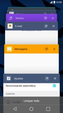 Para cerrar una sola aplicación en ejecución, desliza el dedo hacia la derecha sobre la aplicación deseada. Para cerrar una sola aplicación en ejecución, desliza el dedo hacia la derecha sobre la aplicación deseada.